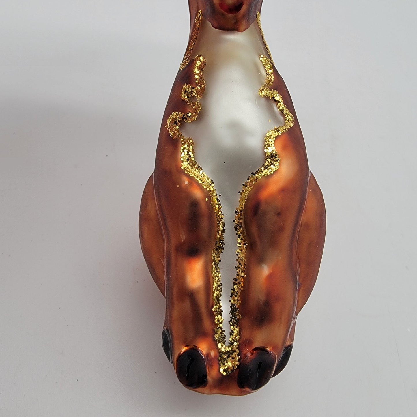 Crate and Barrel Glass Reindeer Ornament