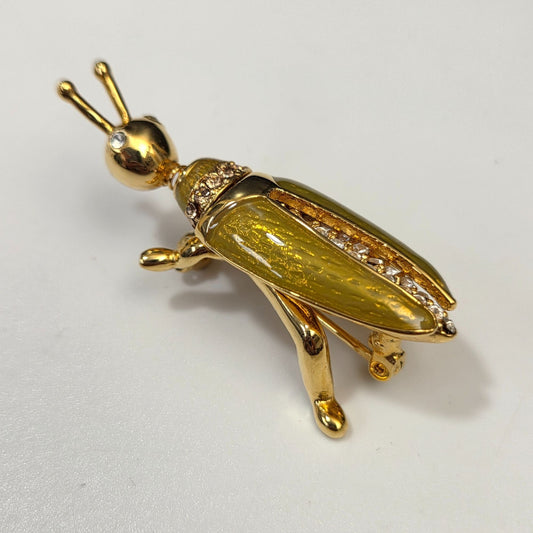 Vintage St. John Cricket Brooch With Rhinestones