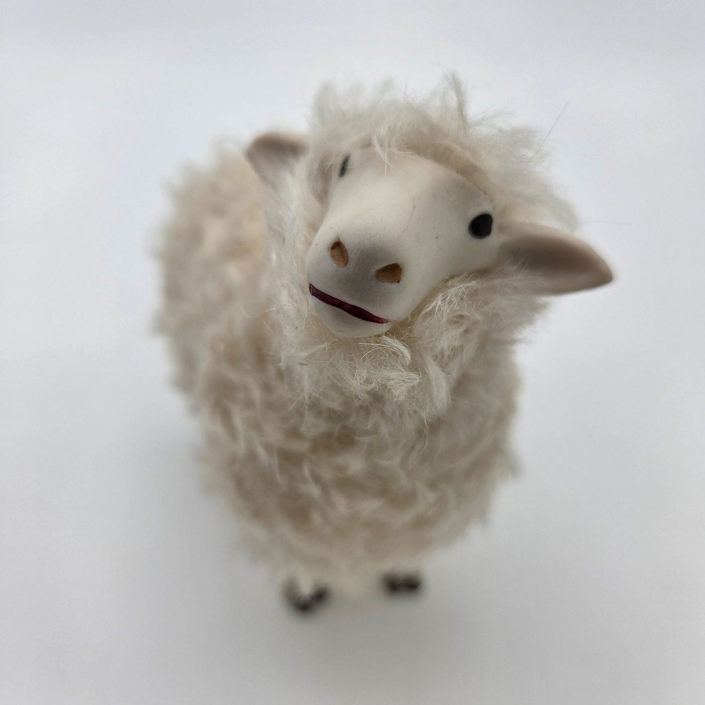 Meier Germany Real Wool Sheep Sculpture - Cute Head Tilt