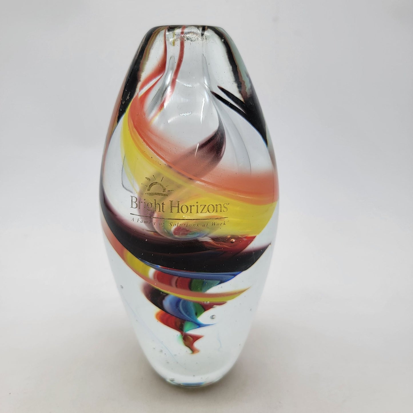 Sophisticant Art Glass Bud Vase With Multicolor Swirl Design
