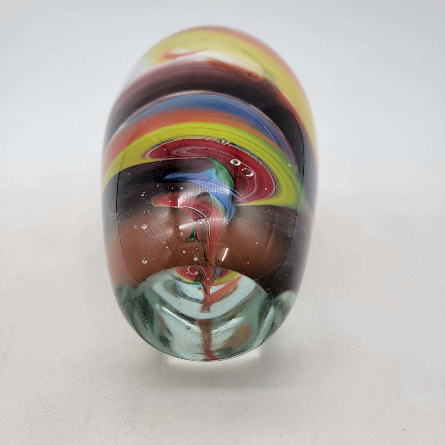 Sophisticant Art Glass Bud Vase With Multicolor Swirl Design