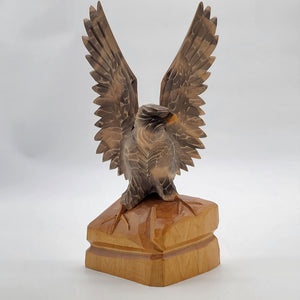 1980s Vintage Soviet USSR Wooden Hand Carved Eagle