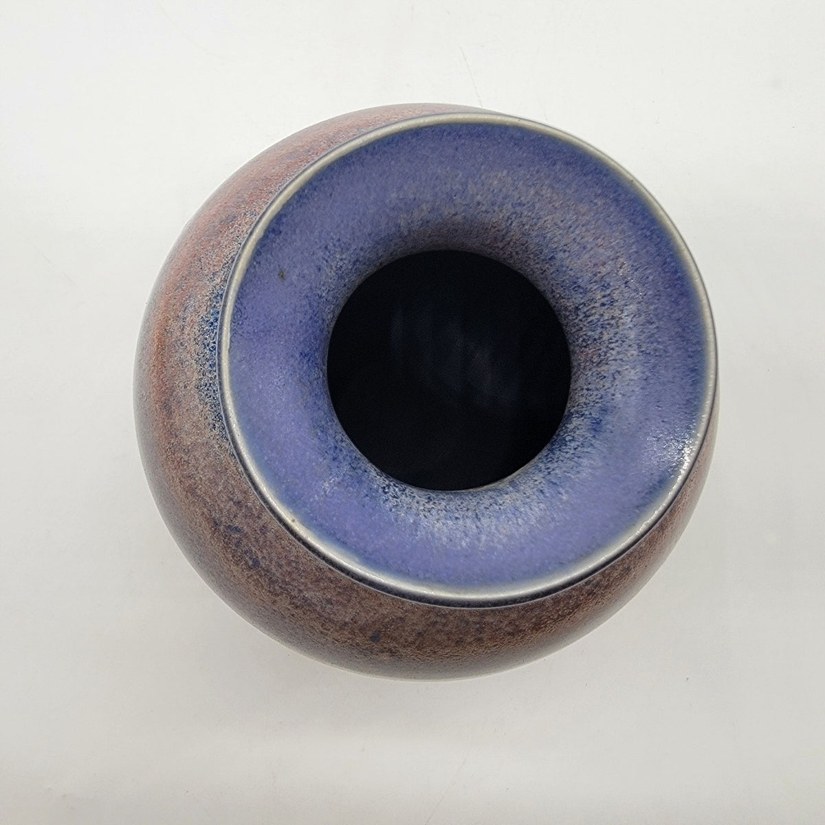 Modern Art Pottery Vase With Blue Interior Artist Signed