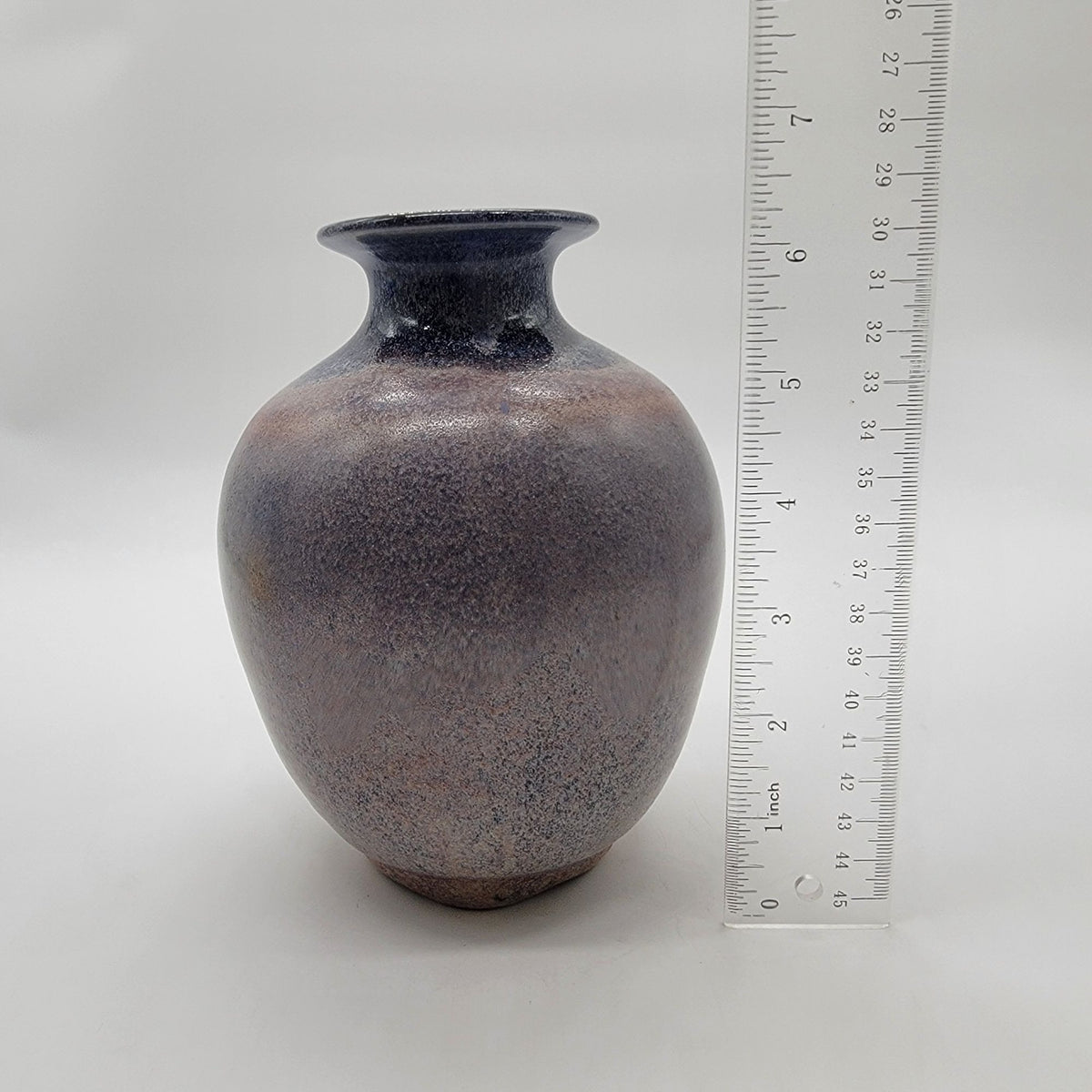 Modern Art Pottery Vase With Blue Interior Artist Signed