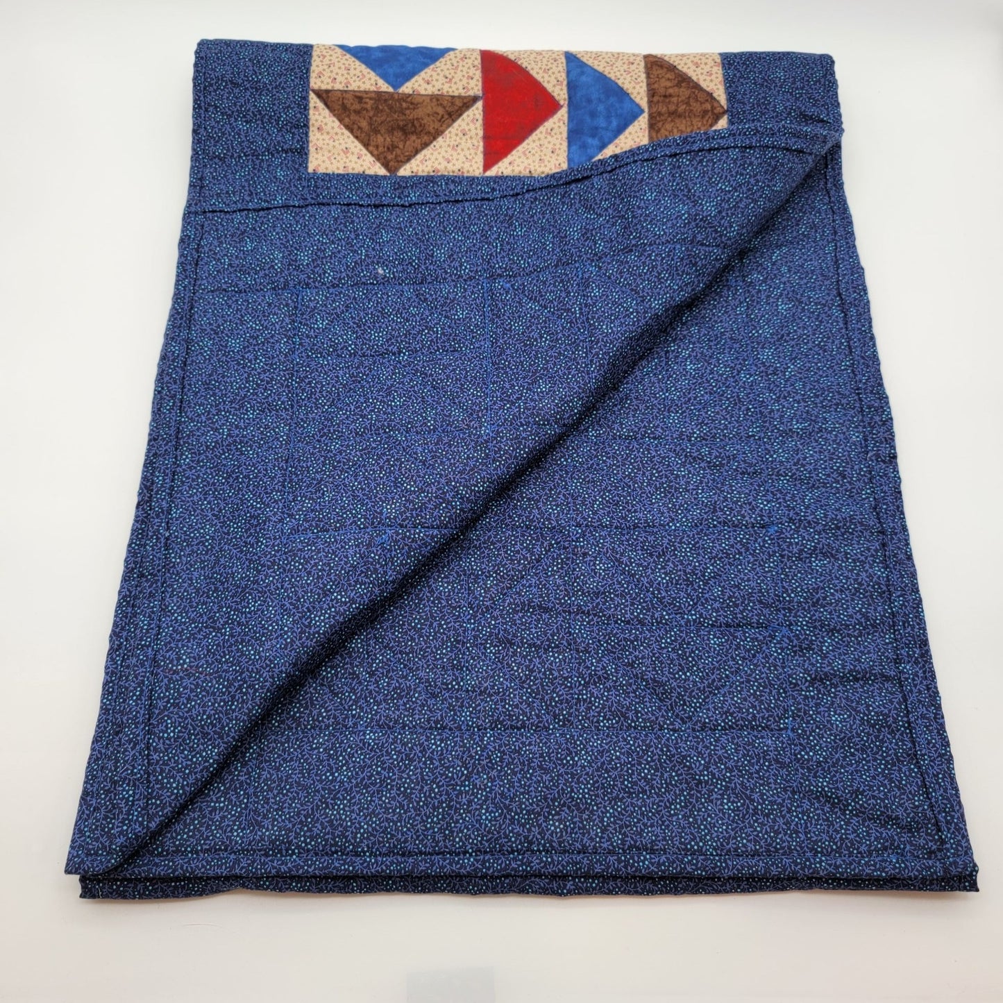 Vintage Quilted Patchwork Table Runner Flags Geometric Design