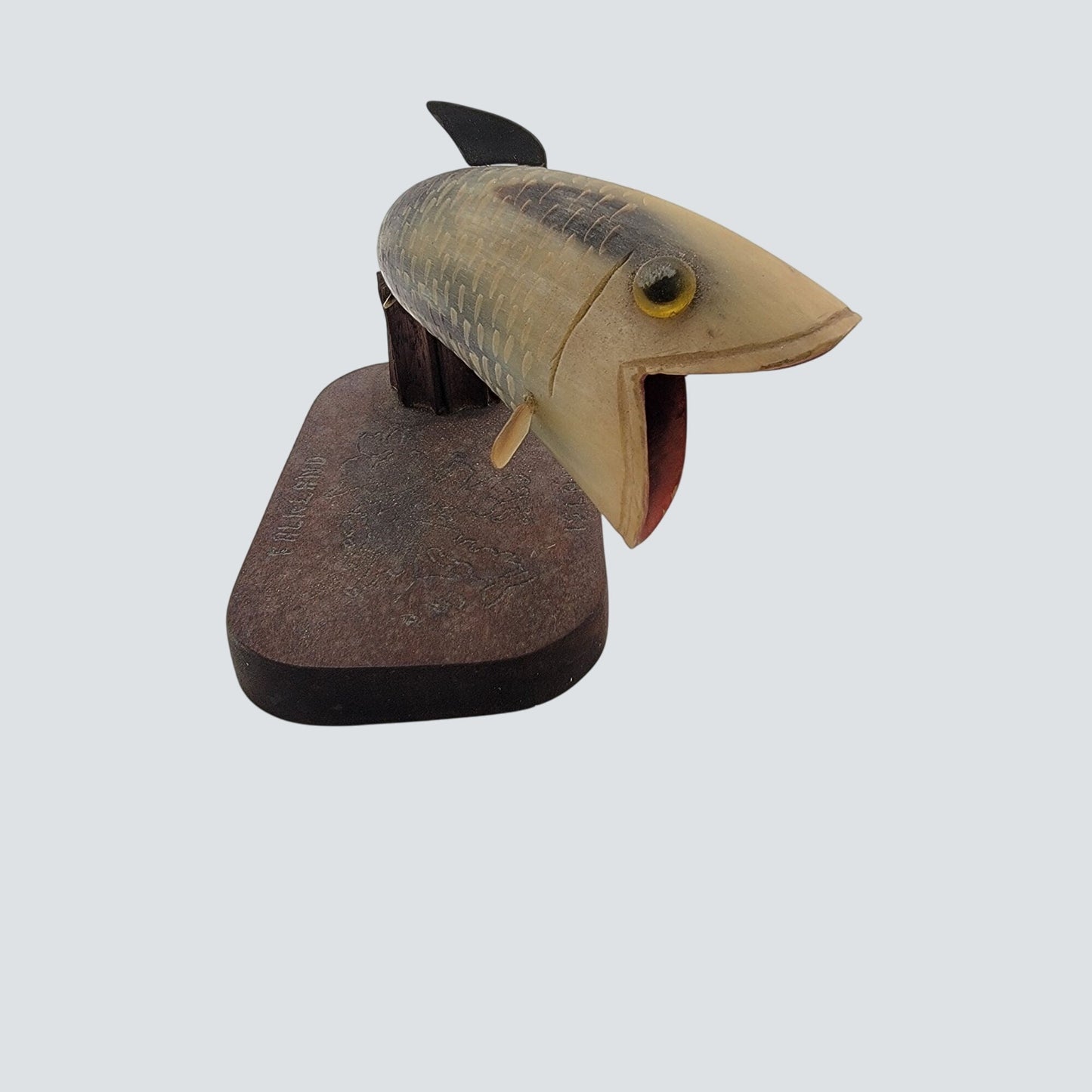 Hand Carved Horn Fish Sculpture By George Porter 1992