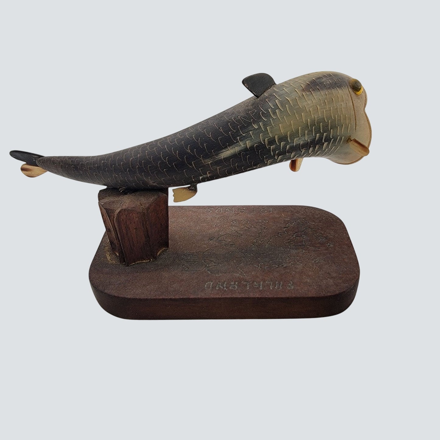 Hand Carved Horn Fish Sculpture By George Porter 1992