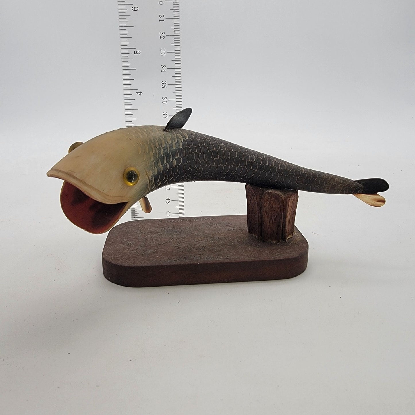 Hand Carved Horn Fish Sculpture By George Porter 1992