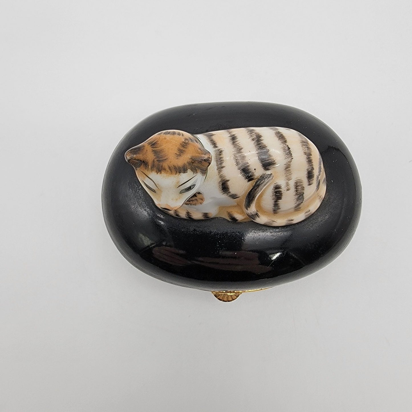 Vintage 1986 Fitz & Floyd Porcelain Cat Trinket Box