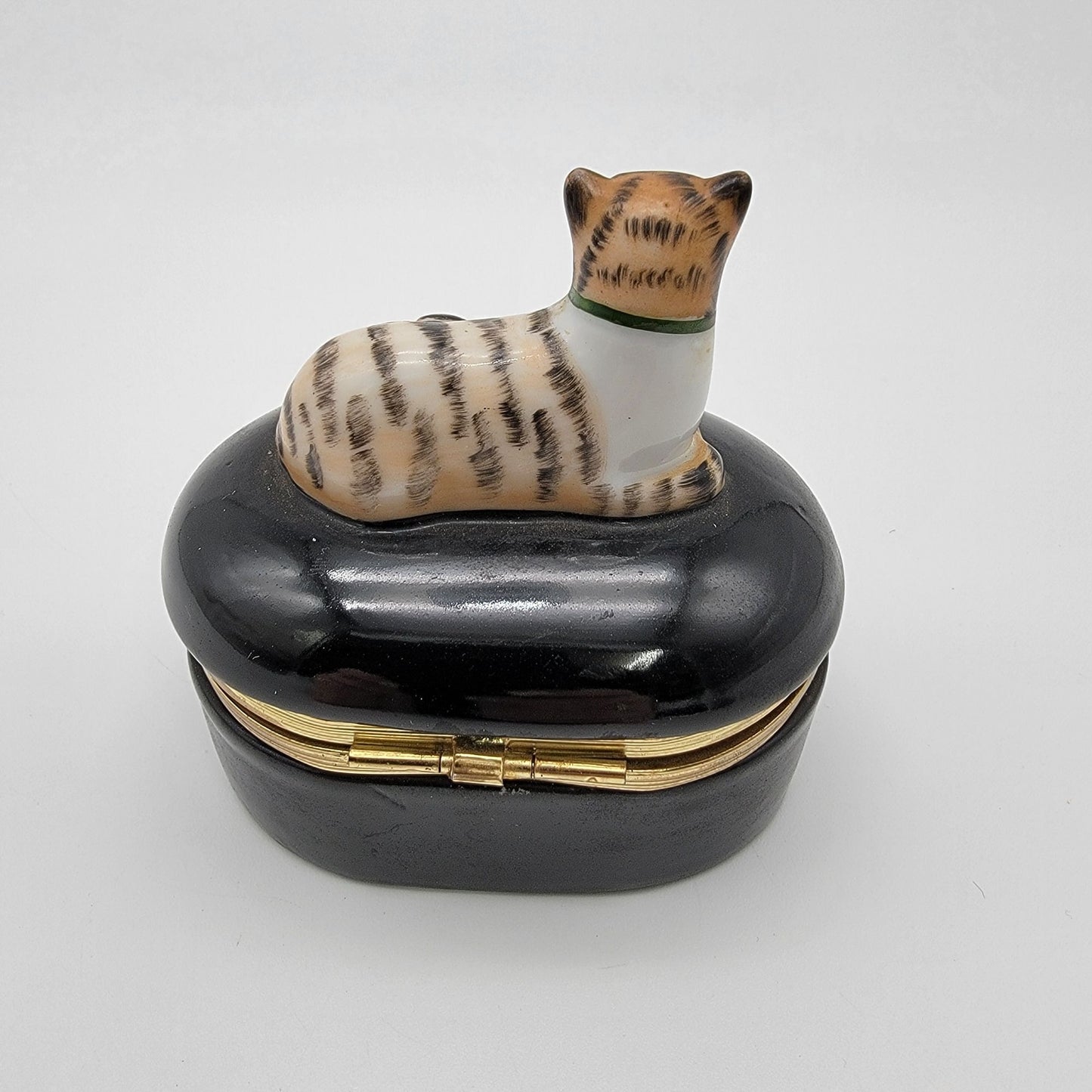 Vintage 1986 Fitz & Floyd Porcelain Cat Trinket Box
