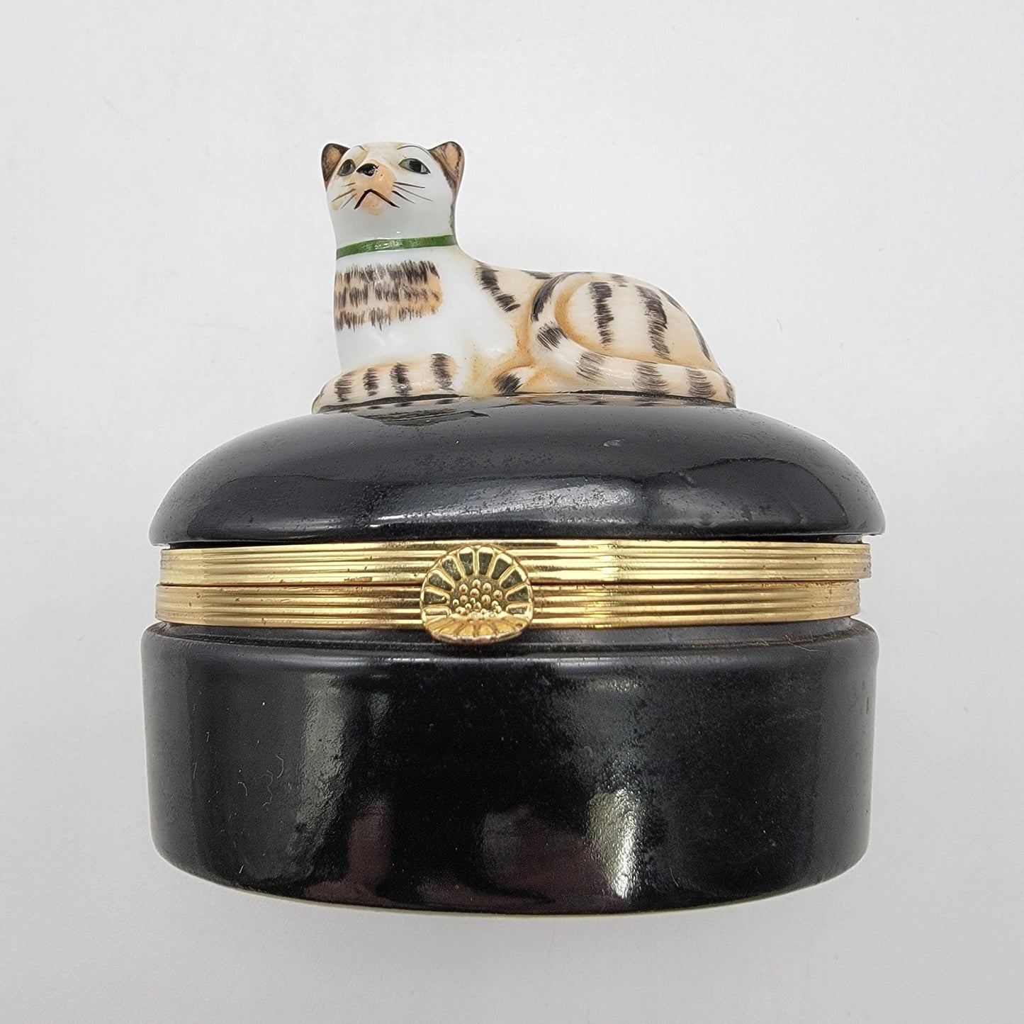 Vintage 1986 Fitz & Floyd Porcelain Cat Trinket Box