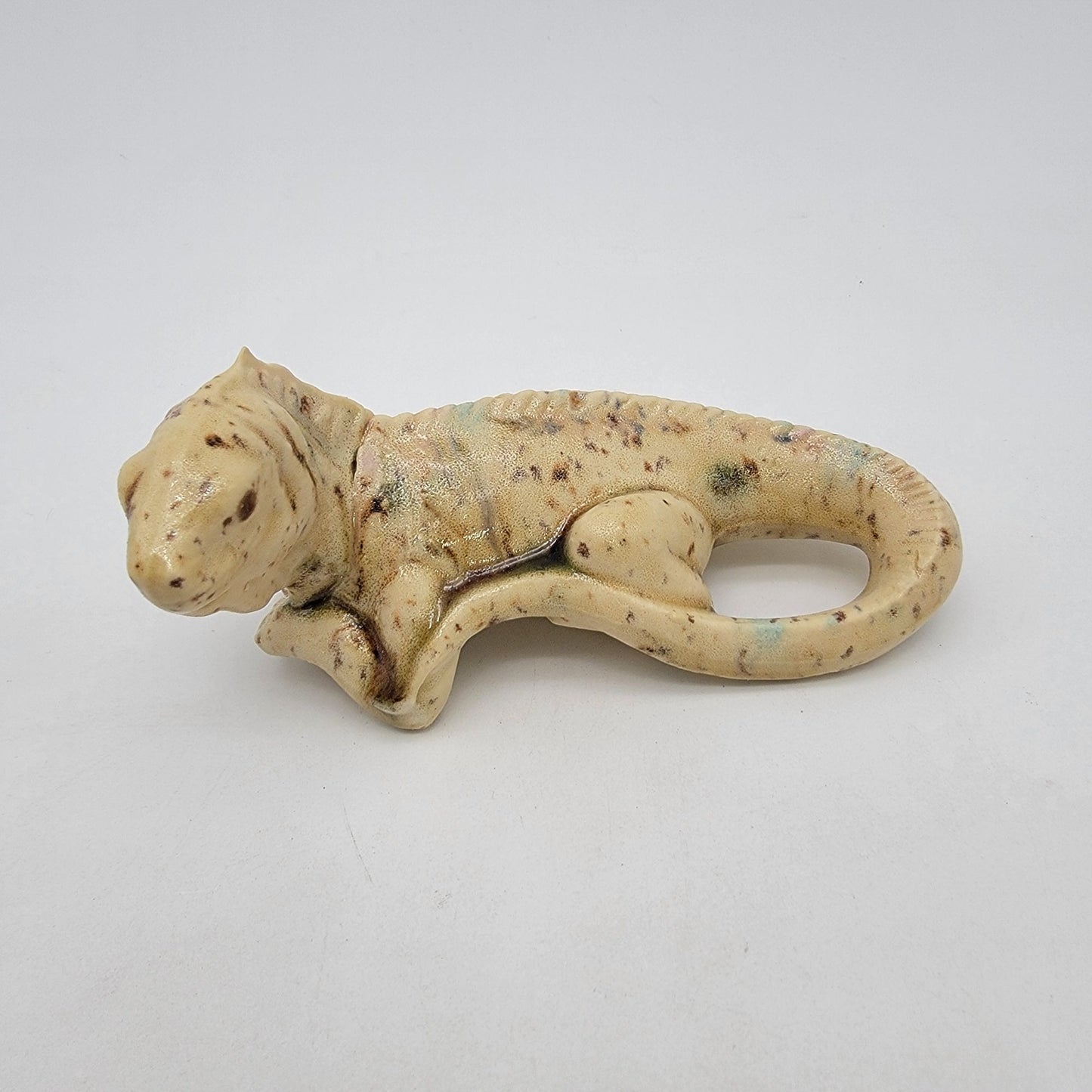 Art Pottery Iguana Lizard Sculpture Signed DF