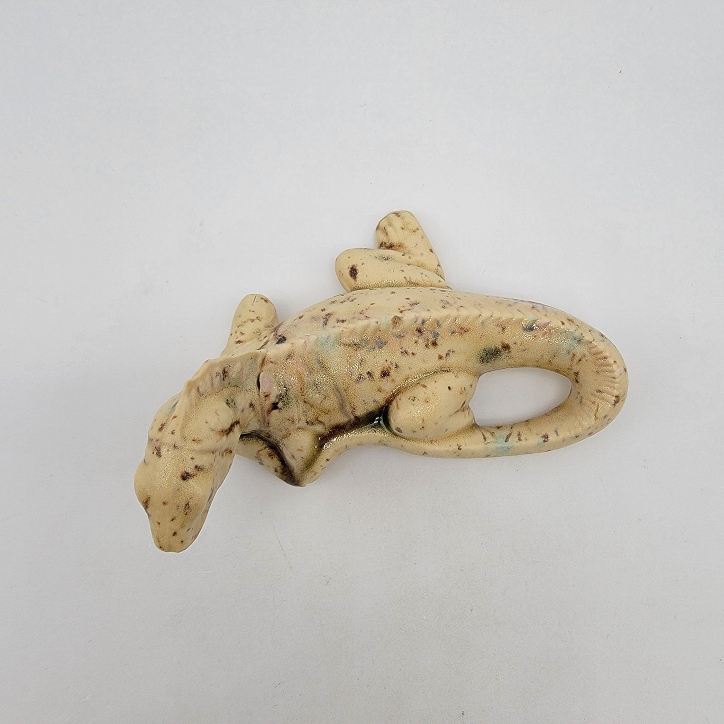 Art Pottery Iguana Lizard Sculpture Signed DF