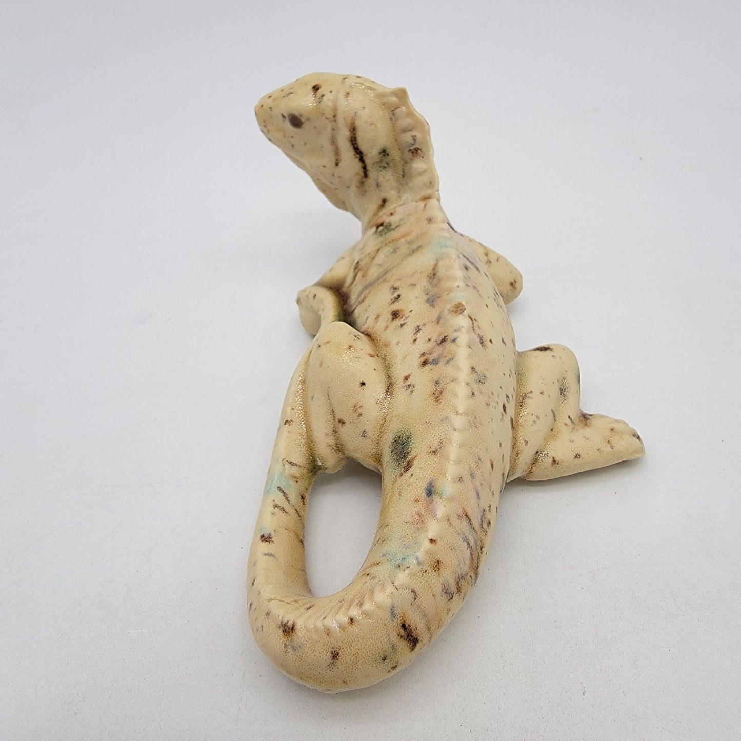 Art Pottery Iguana Lizard Sculpture Signed DF