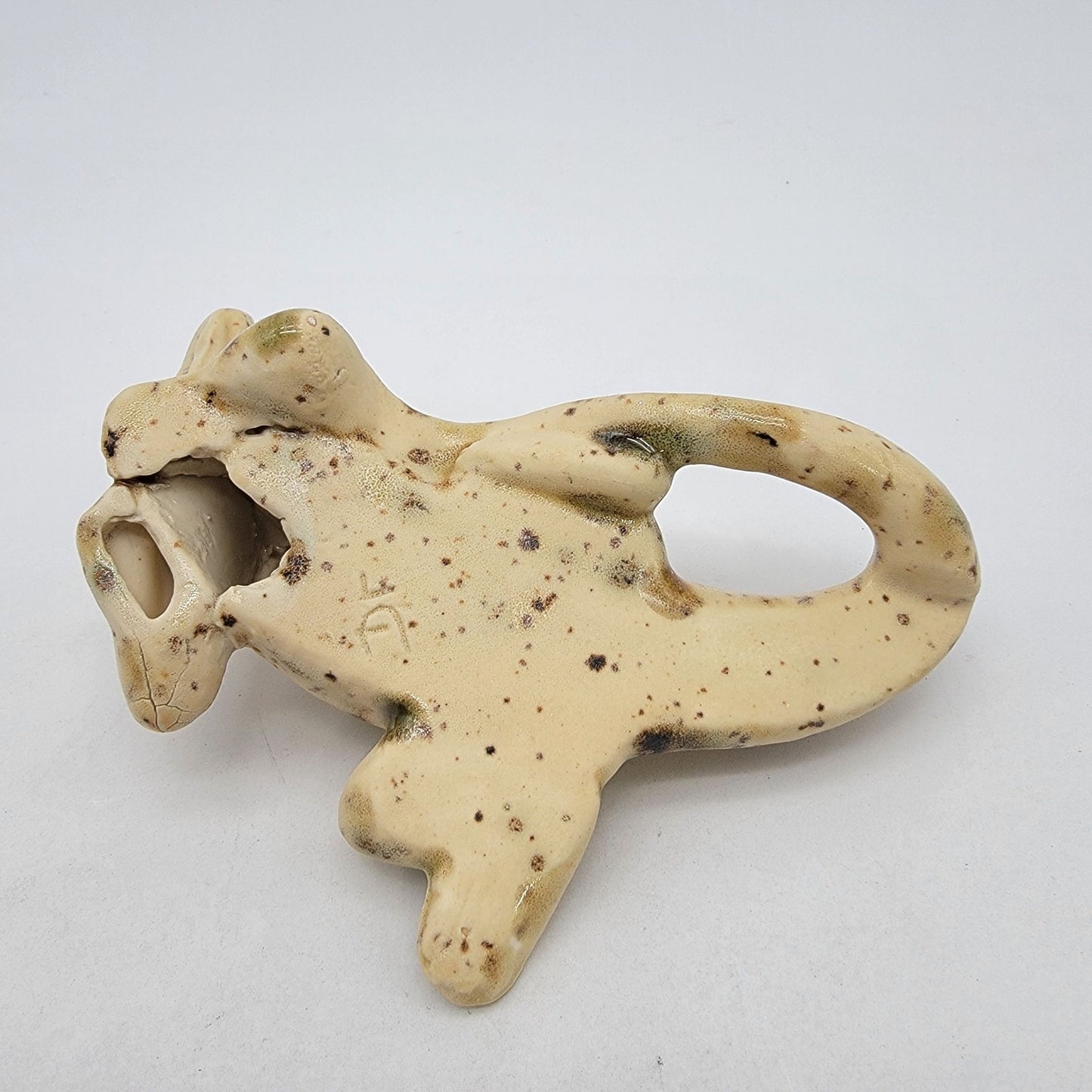Art Pottery Iguana Lizard Sculpture Signed DF