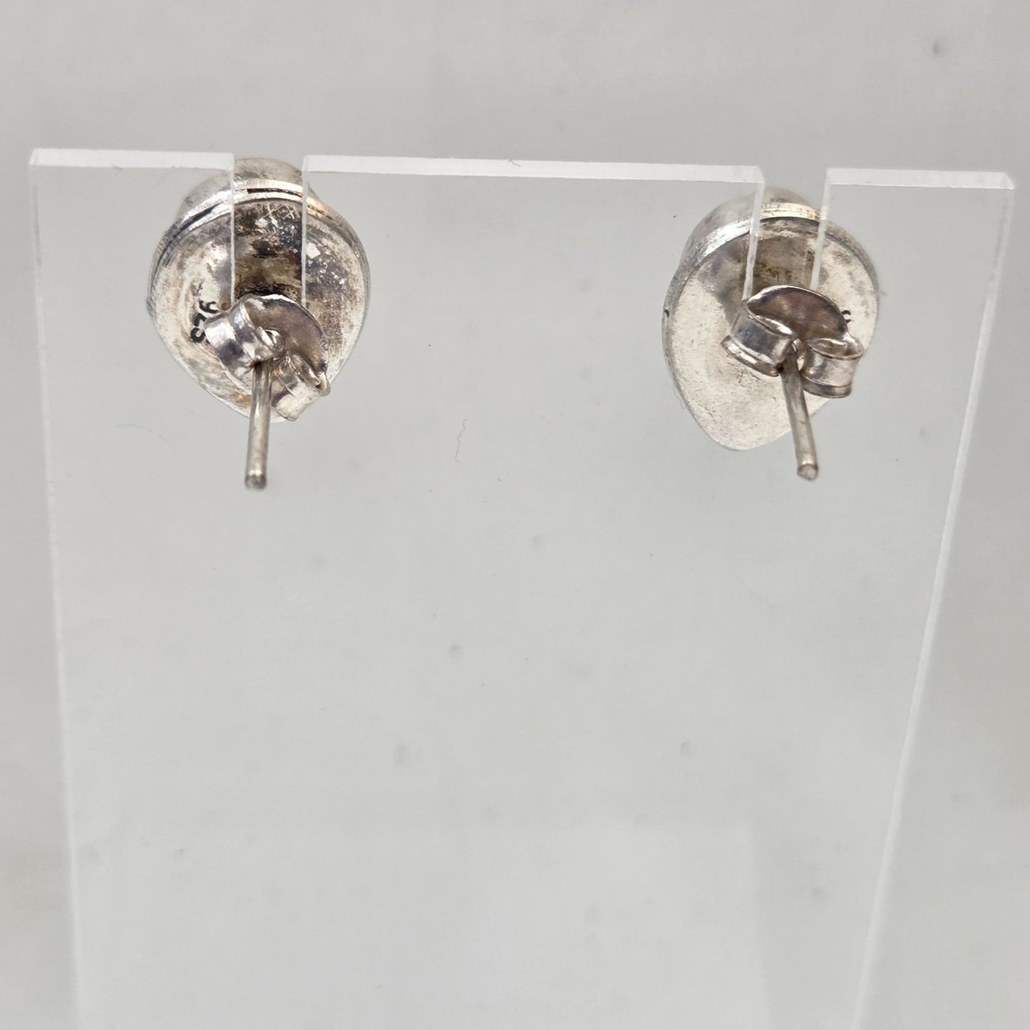 Mosaic Jasper Gemstone 925 Sterling Silver Teardrop Stud Earrings