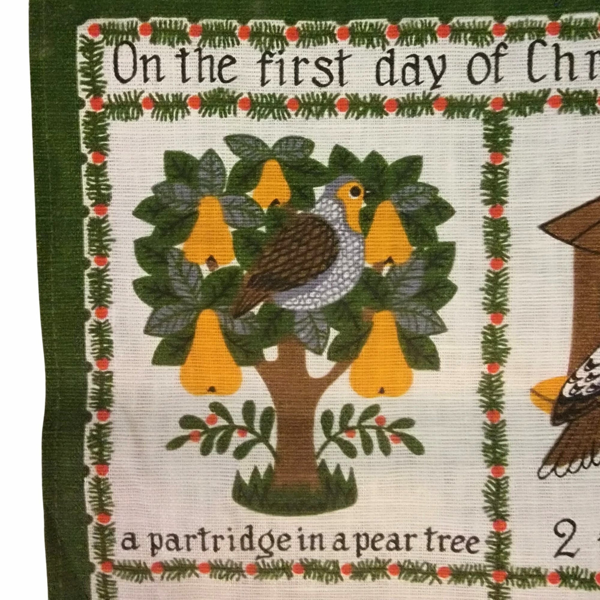 Vintage Ulster Weaver 12 Days Of Christmas Irish Linen Tea Towel
