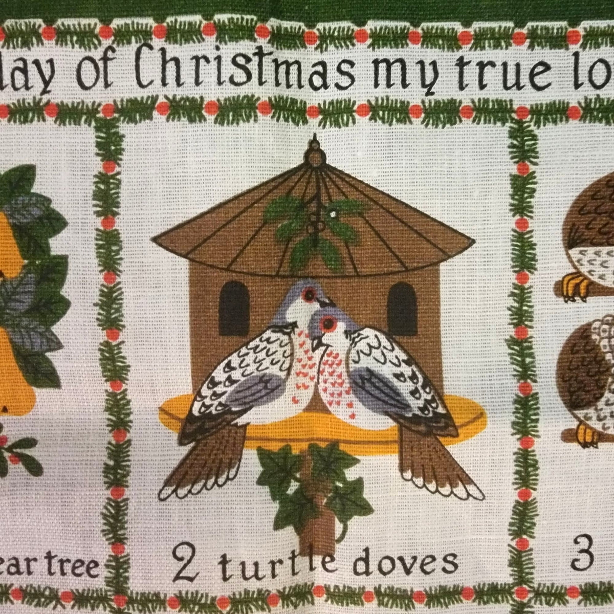 Vintage Ulster Weaver 12 Days Of Christmas Irish Linen Tea Towel