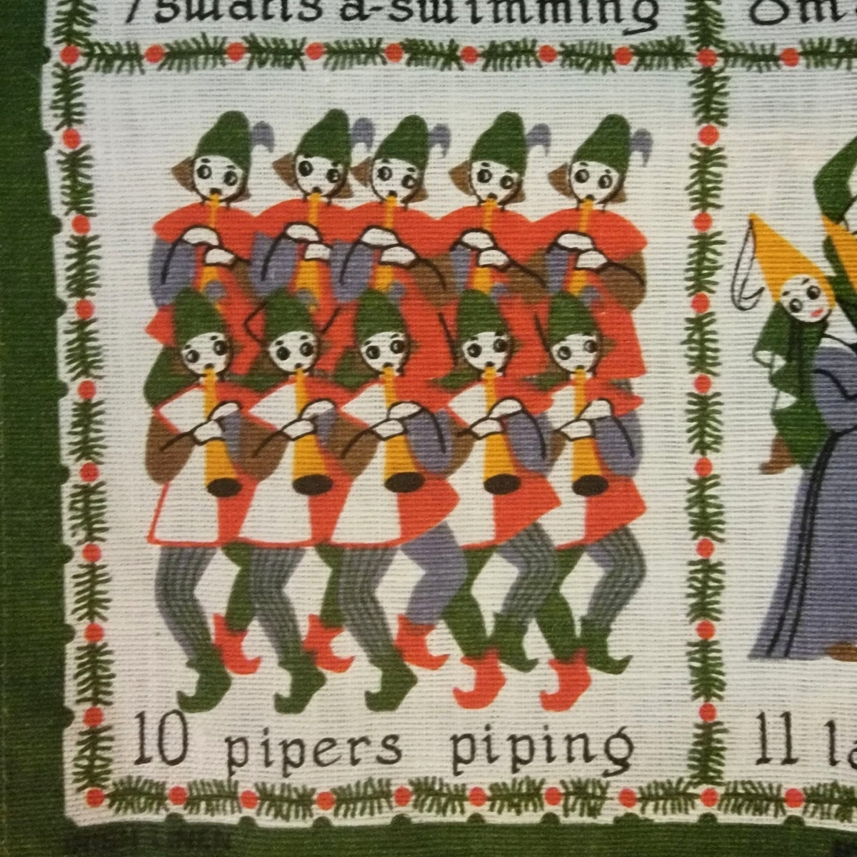 Vintage Ulster Weaver 12 Days Of Christmas Irish Linen Tea Towel