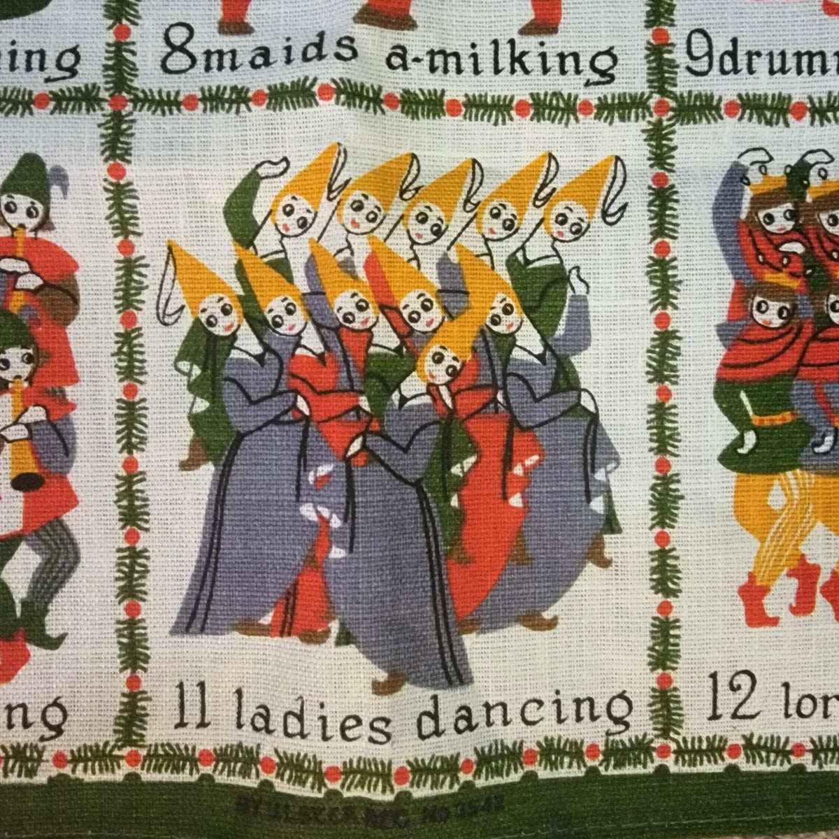 Vintage Ulster Weaver 12 Days Of Christmas Irish Linen Tea Towel