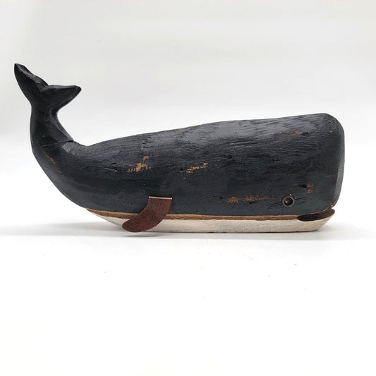 Carved Wood Sperm Whale Sculpture