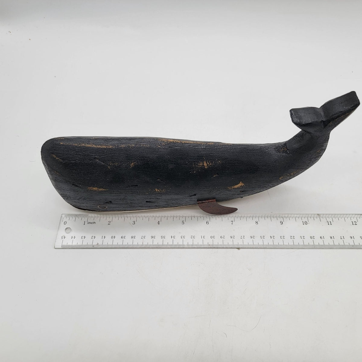 Carved Wood Sperm Whale Sculpture