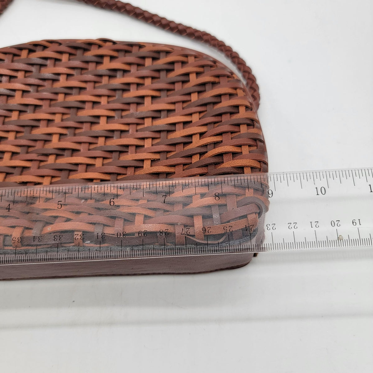 Vintage Basketweave Woven Leather Crossbody Bag Purse