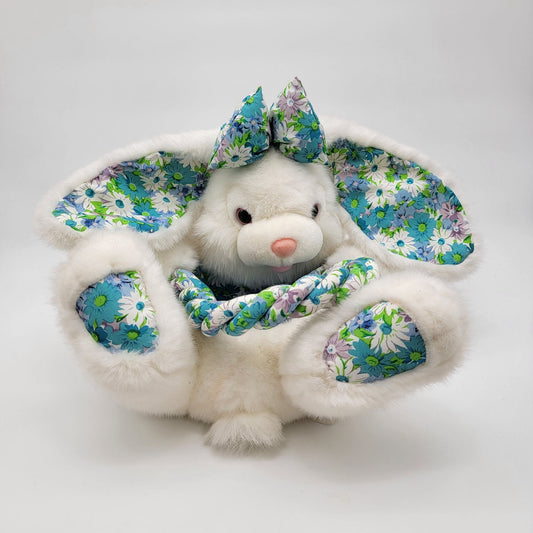 Vintage Kids Of America White Easter Bunny Rabbit Plush Basket Floral