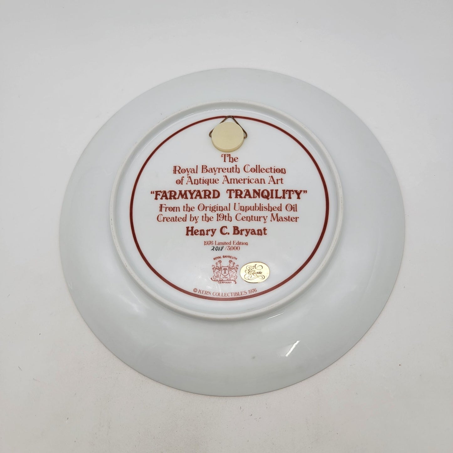 Royal Bayreuth Henry C. Bryant Farmyard Tranquility Collector Plate