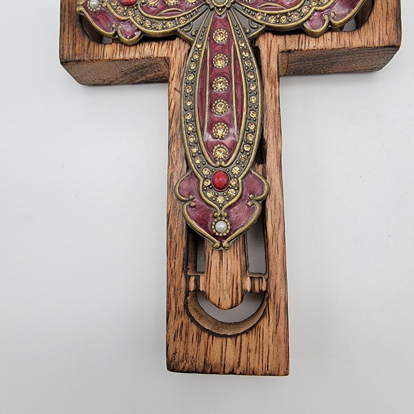 Wooden Cross With Enamel & Jewel Accents