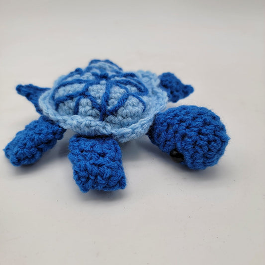 Handmade Crochet Turtle Blue & Light Blue