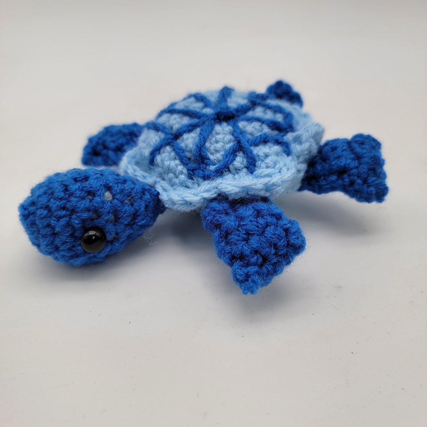 Handmade Crochet Turtle Blue & Light Blue