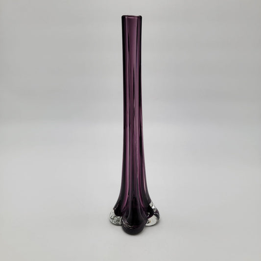 Vintage Amethyst Purple Art Glass Elephant Foot Vase 10.25"