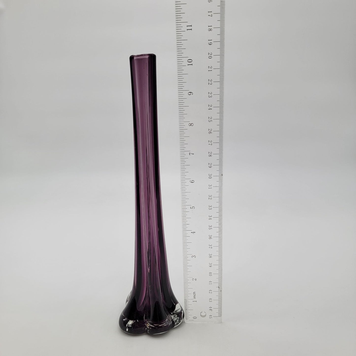Vintage Amethyst Purple Art Glass Elephant Foot Vase 10.25"