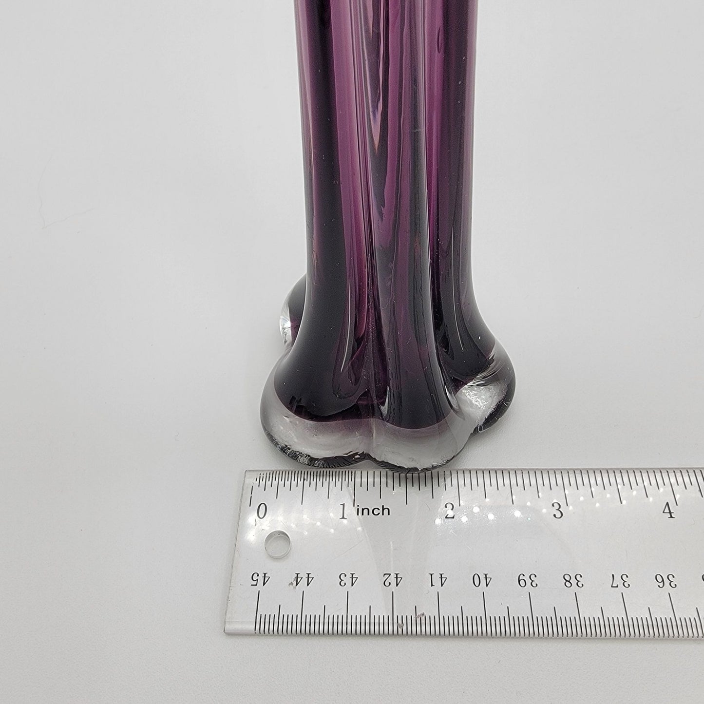 Vintage Amethyst Purple Art Glass Elephant Foot Vase 10.25"