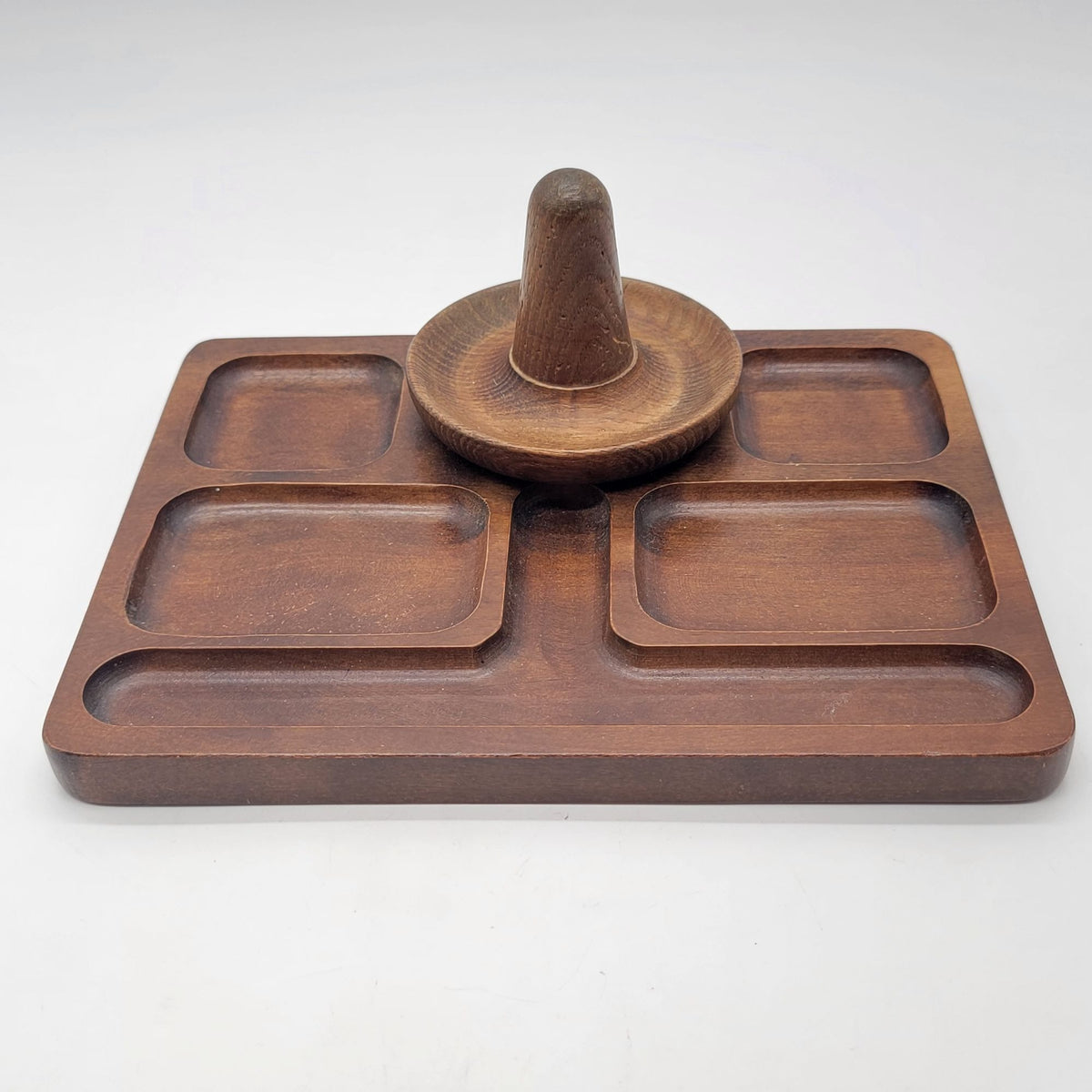 Zoo Line Mid-Century Wooden Ring Holder Vintage Jewelry Tray