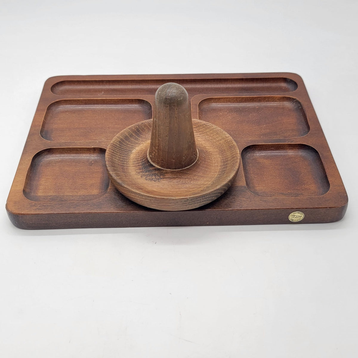 Zoo Line Mid-Century Wooden Ring Holder Vintage Jewelry Tray