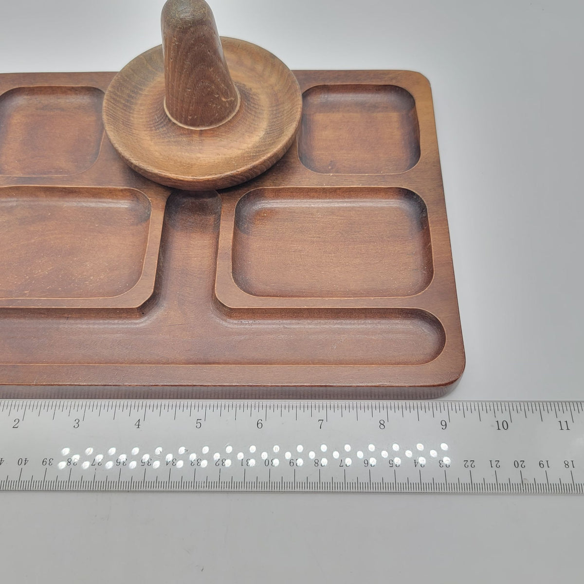 Zoo Line Mid-Century Wooden Ring Holder Vintage Jewelry Tray