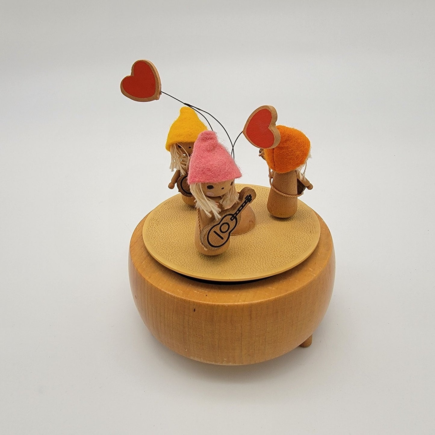 Vintage Gnome Schmid Japan Wood Music Box Plays "We've Only Just Begun"