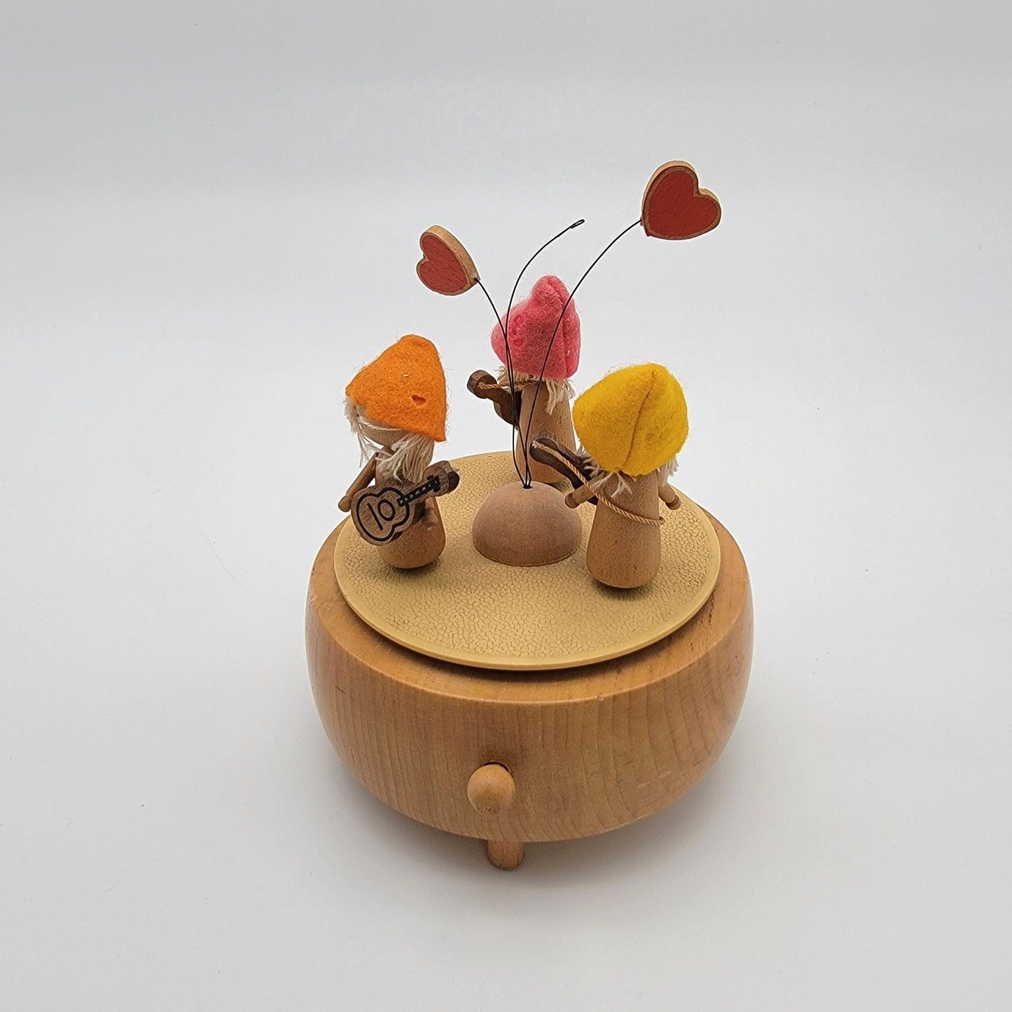 Vintage Gnome Schmid Japan Wood Music Box Plays "We've Only Just Begun"