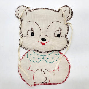 1930s Hand-Embroidered Baby Bib Bear