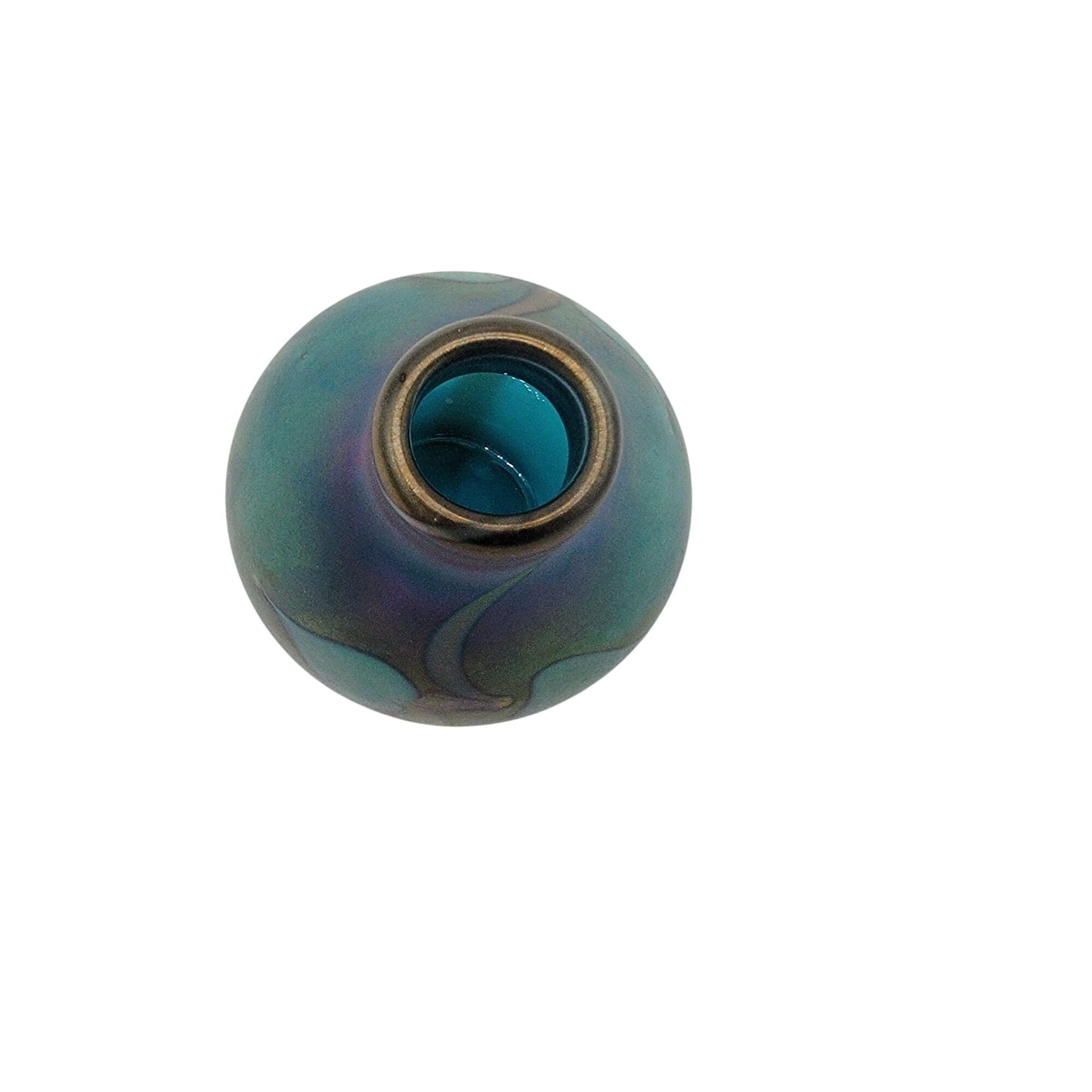 Jon Bush Favrile Iridescent Blue Art Glass Vase