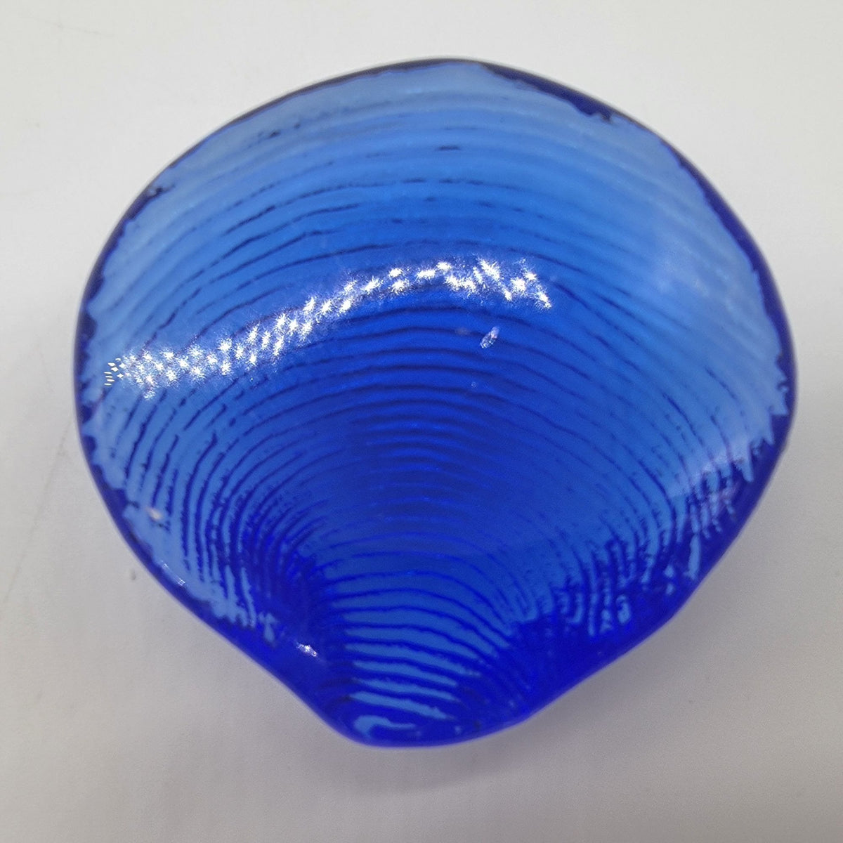 Vintage Cobalt Blue Glass Clam Shell Paperweight