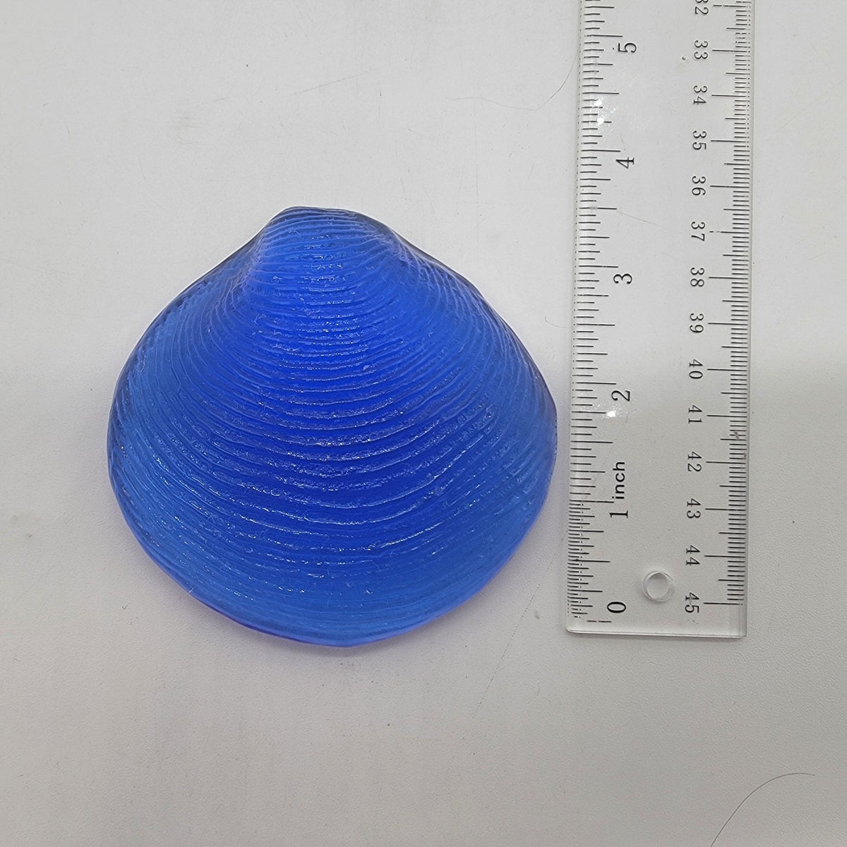 Vintage Cobalt Blue Glass Clam Shell Paperweight