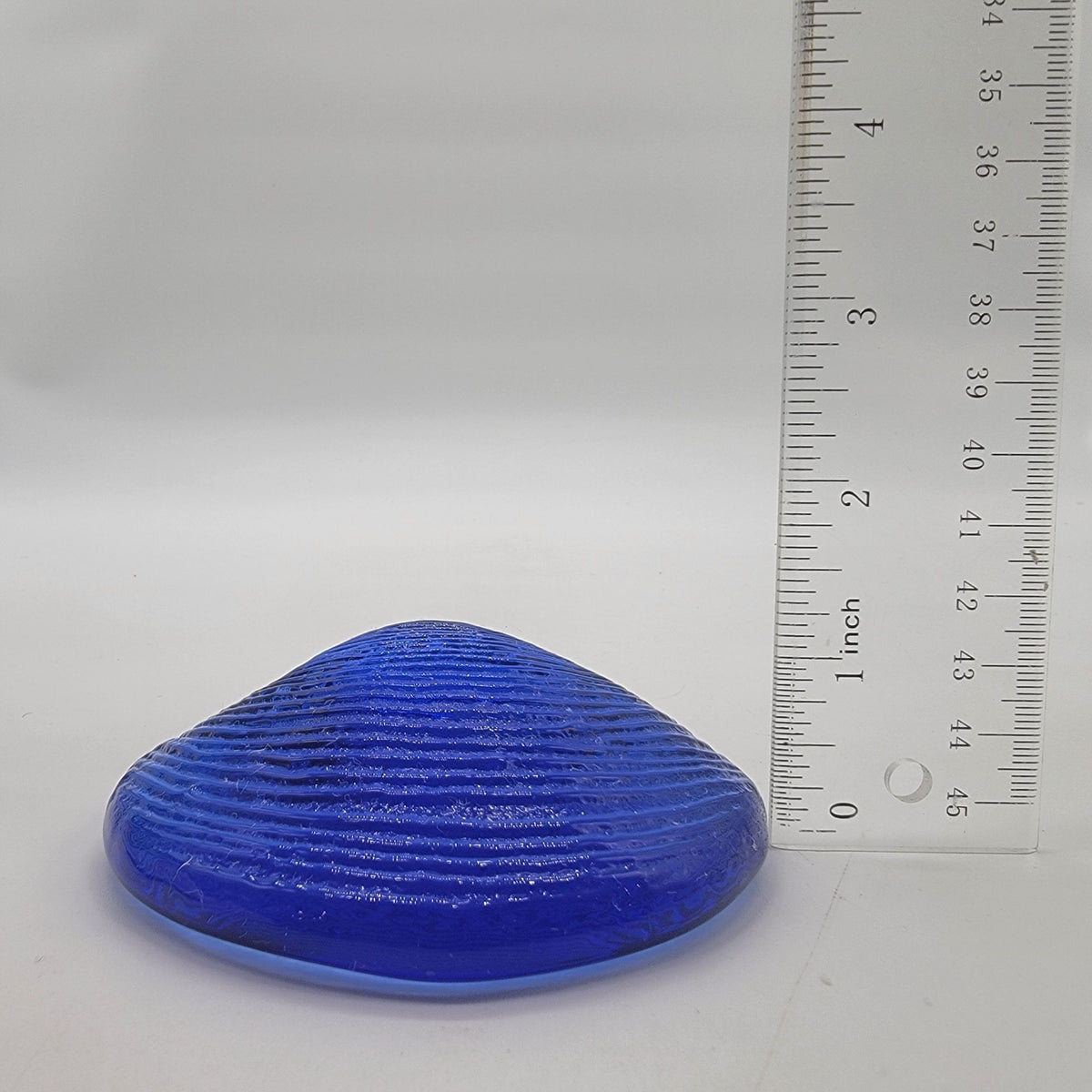 Vintage Cobalt Blue Glass Clam Shell Paperweight