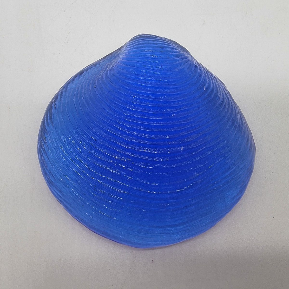Vintage Cobalt Blue Glass Clam Shell Paperweight