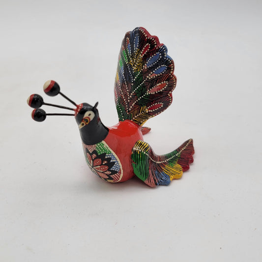 Hand Painted Clay Folk Art Bird Figurine