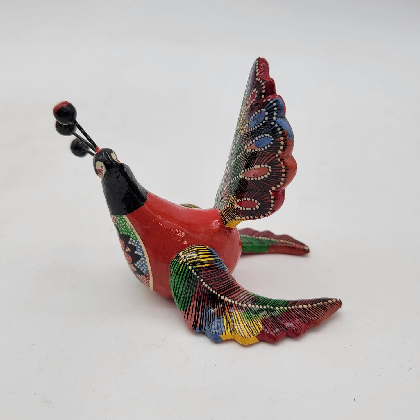 Hand Painted Clay Folk Art Bird Figurine