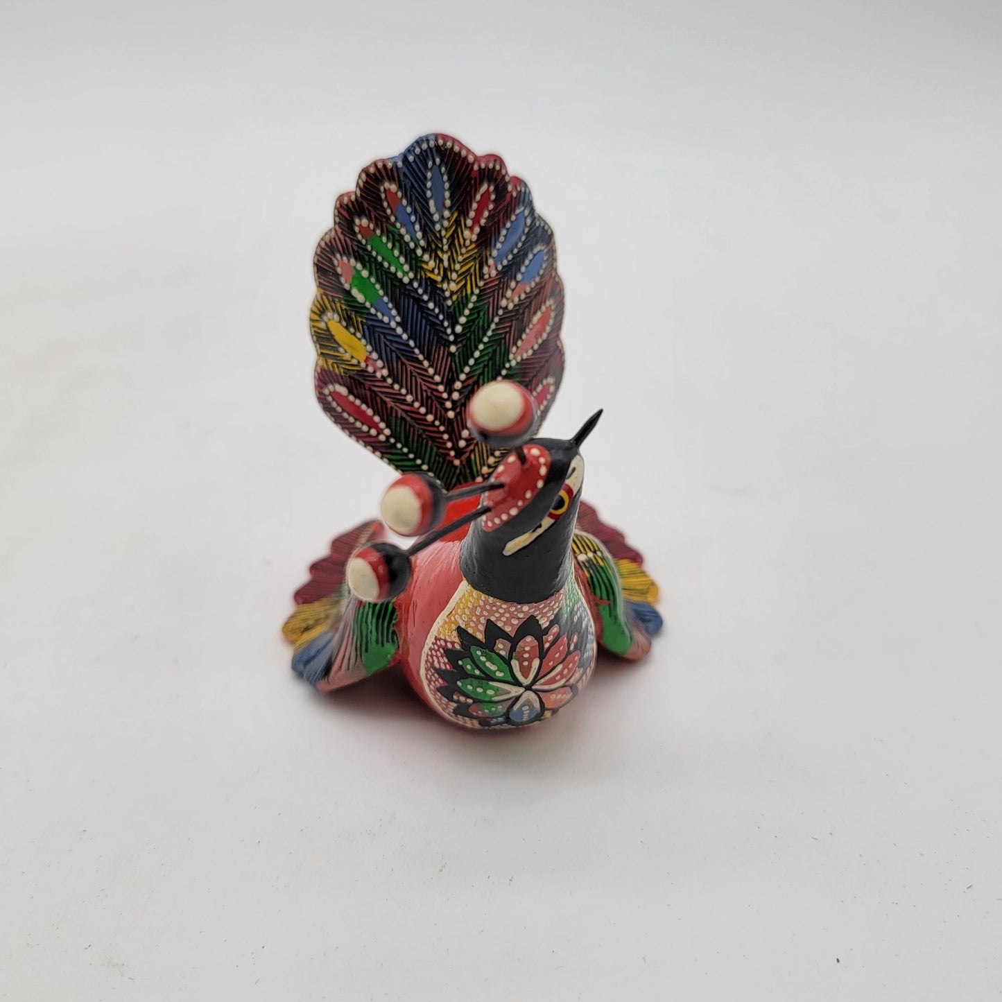 Hand Painted Clay Folk Art Bird Figurine