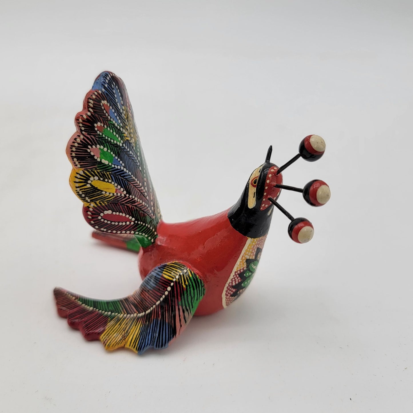Hand Painted Clay Folk Art Bird Figurine